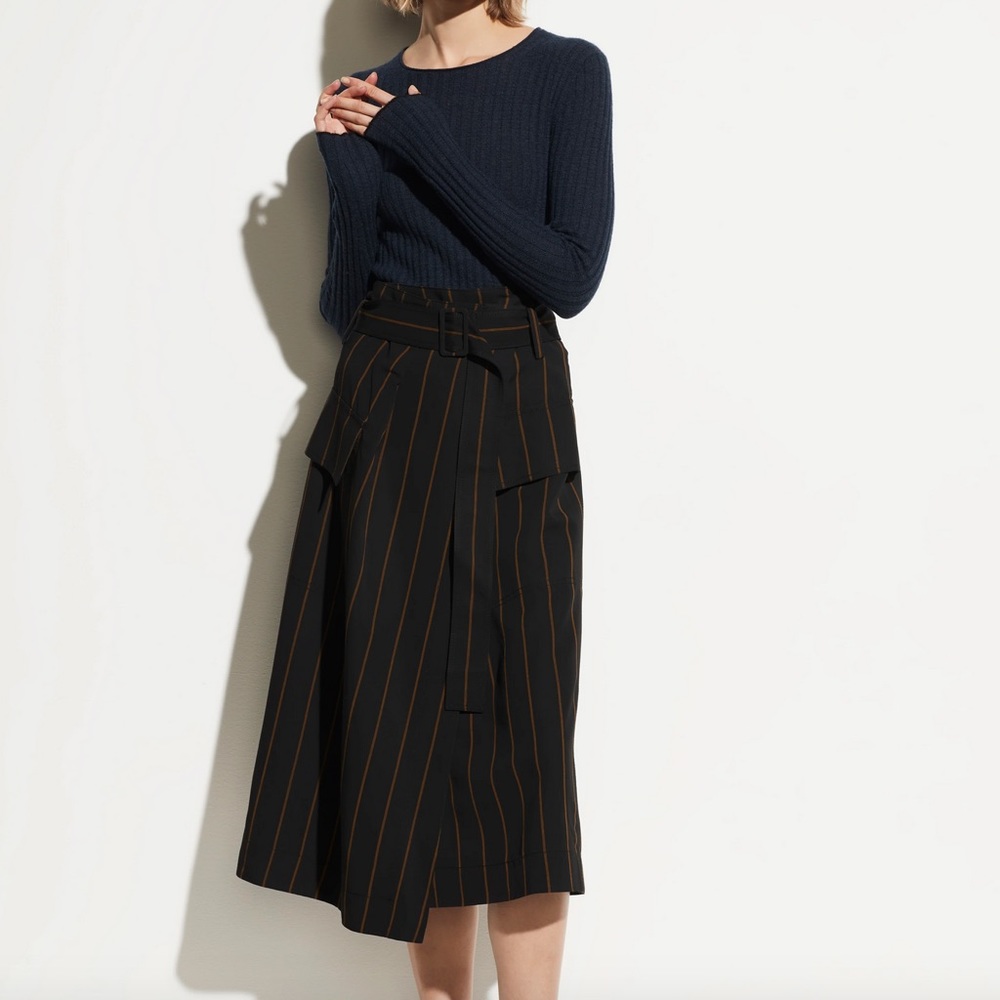 Vince belted striped utility skirt 10 — NEW